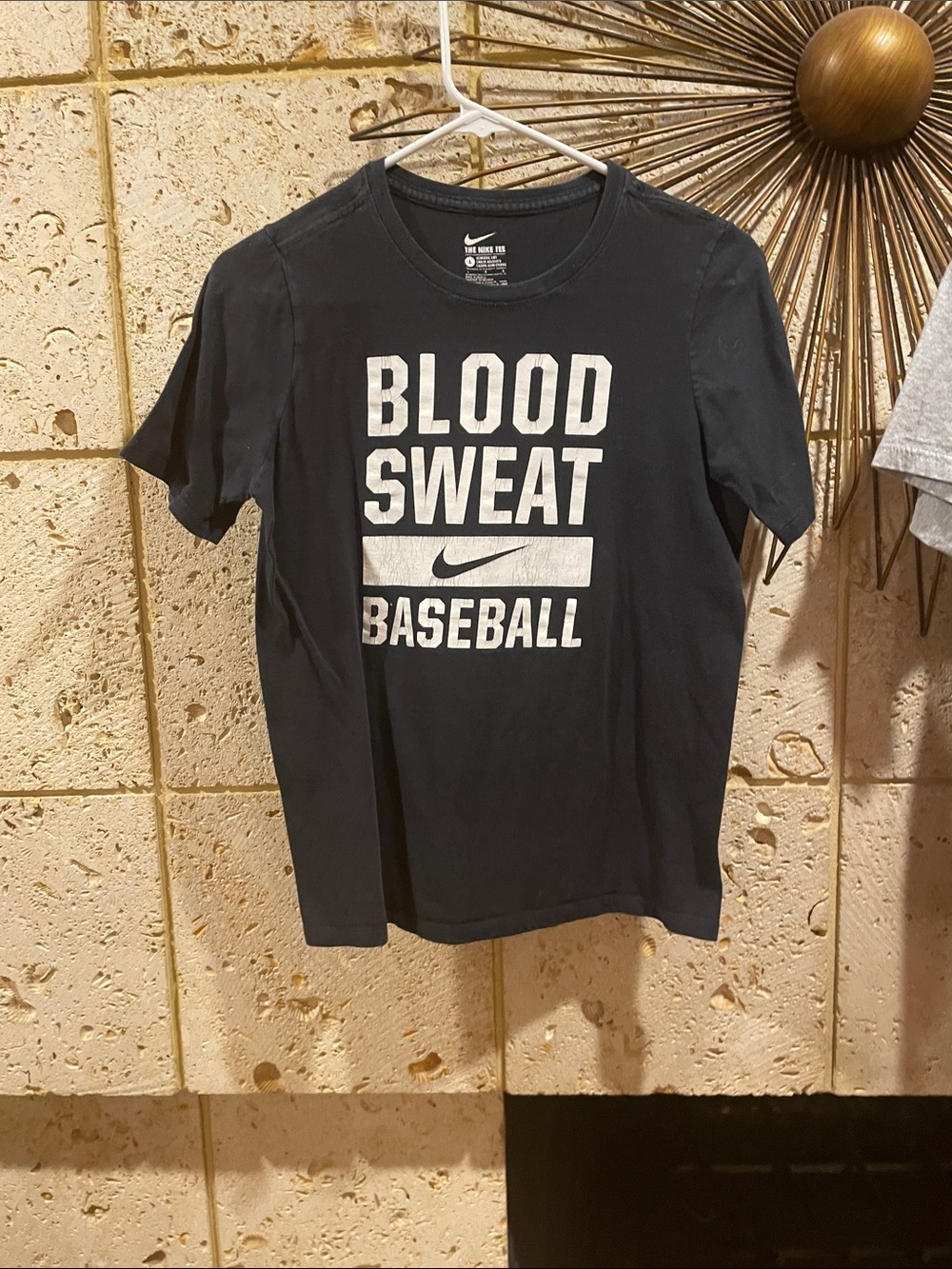 Nike Black and White 'Blood Sweat Baseball' Graphic Tee